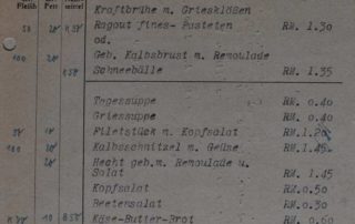 Manu restauracji w hotelu Kronprinz.