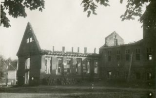 Zniszczenia wojenne w Olecku.