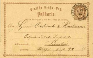 Pierwsza karta korespondencyjna II Rzeszy Niemieckiej.
